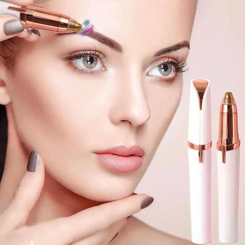 1/2/3PCS Automatic Electric Eyebrow Trimmer for Beginners Nose Hair Shaver Brush Scraper with Battery