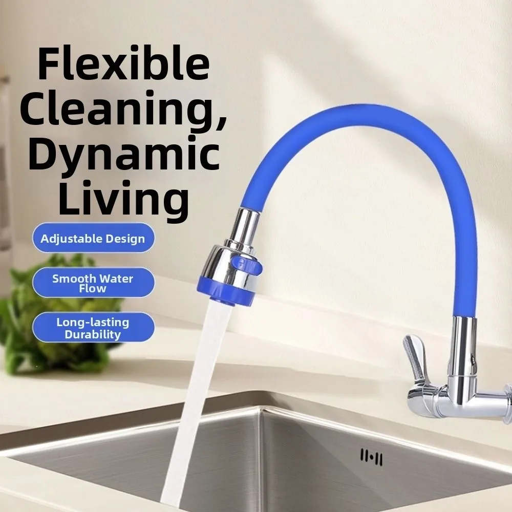 360 Degree Rotation Kitchen Tap Extension Pipe Silicone Hose 1/4inch Universal Interface Flexible Kitchen Faucet Stainless Steel