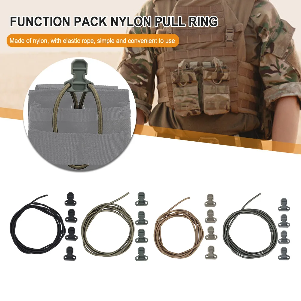 4pcs Magazine Bag Pull Tab Adjustable Shock Cord Retainer Magazine Pouch Portable Nylon Pull Tab Accessories for Mag Pouch Vest