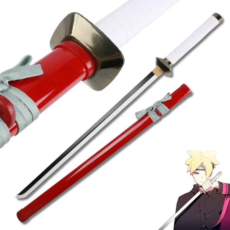 Accesorios de arma de Cosplay de Anime, espada Sasuke, de seguridad rojo juguete, no afilado, Katana japonesa