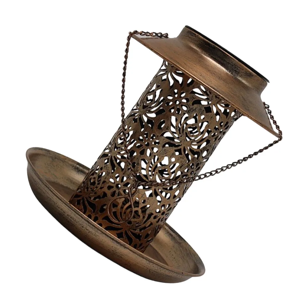 Hanging Solar Bird Feeder 5V 0.6W Metal Construction for Patio Lawn Terrace Garden Illuminates 6 12 Hours 20x20x20cm