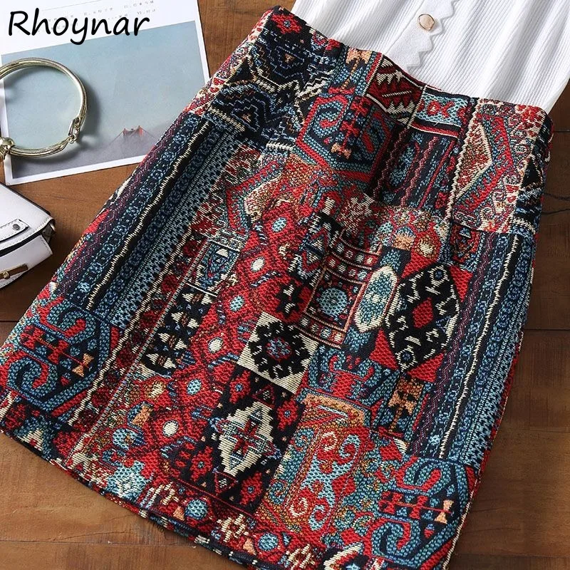 Mini Skirts for Women Indie Folk Style Summer Ladies Design Embroidery High Waist Leisure Daily All-match Trendy Slimming Chic