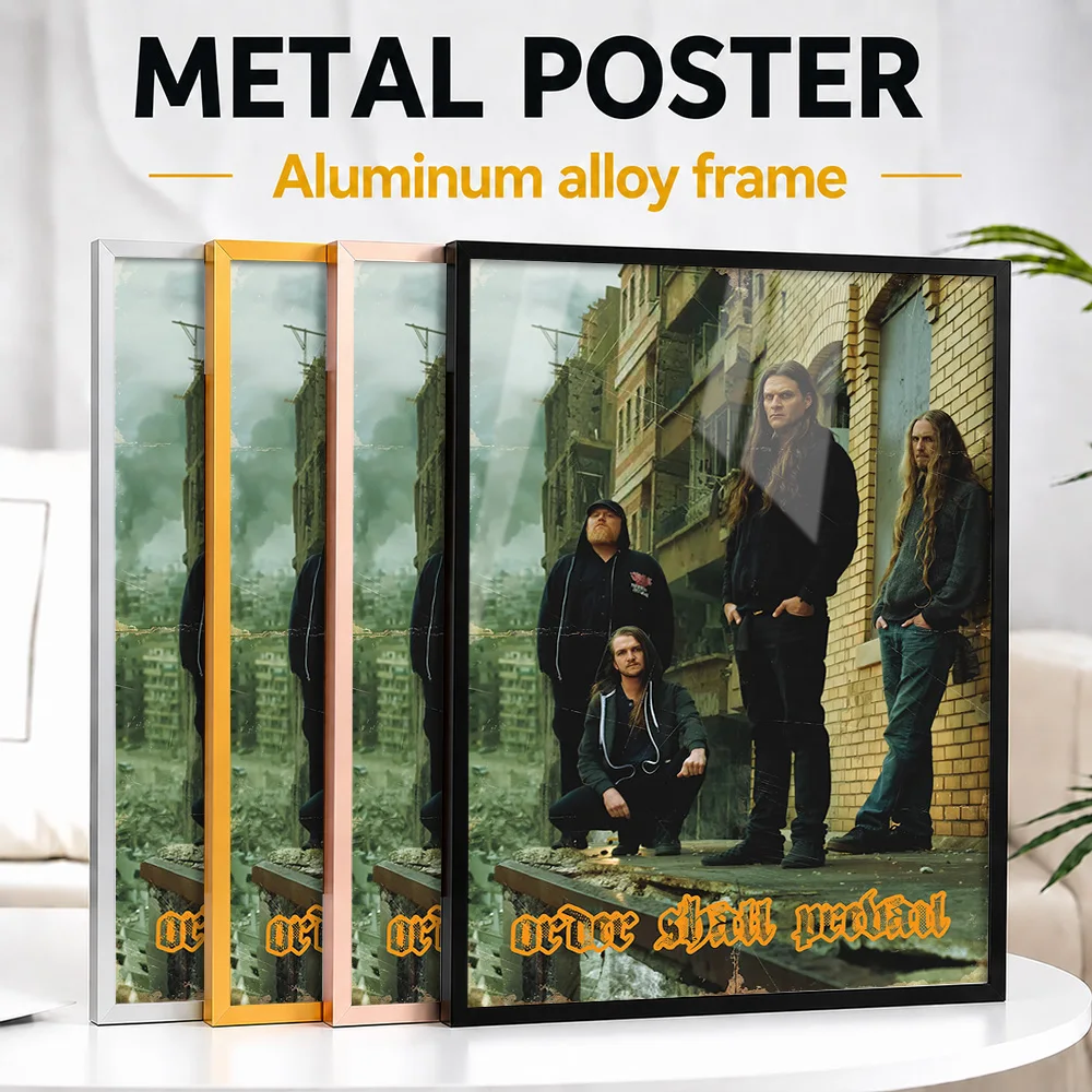 Heavy Band In Post-Apocalyptic City Metal Poster With Aluminum Alloy Frame Personalized Recording Tribute Wall Art For Home Bar
