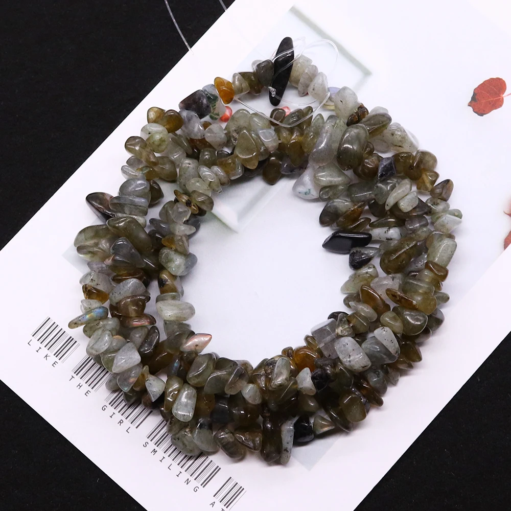 

Natural Labradorite Chip Gravel Beads Irregular Semi-precious Stone Loose Bead Handmade Fashion Necklace Accessory 1 Strand/pack