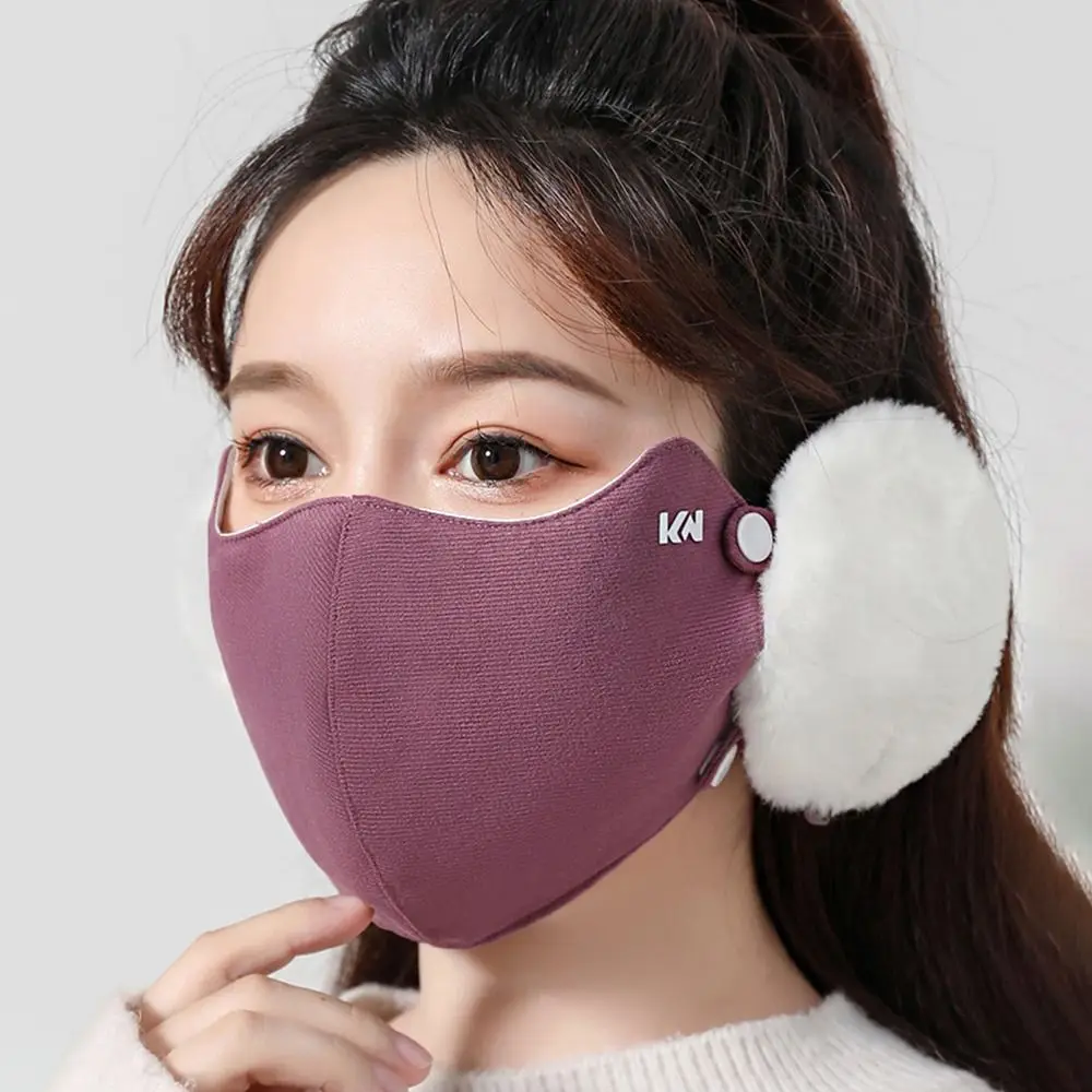 Masker penutup telinga harian Musim Dingin, hangat 2 in 1 masker tahan dingin tahan angin tebal penutup mulut katun tahan debu penghangat telinga wanita anak perempuan