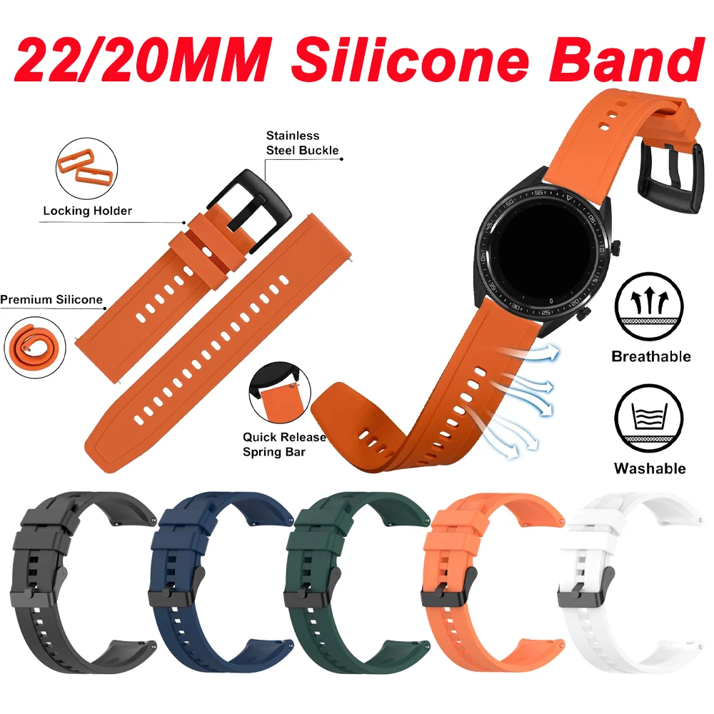 22MM 20MM Silicone Smartwatch Strap For Huawei Watch GT2 Pro GT3 46mm 42MM Bracelet Strap for Huawei Honor Magic 2 46mm