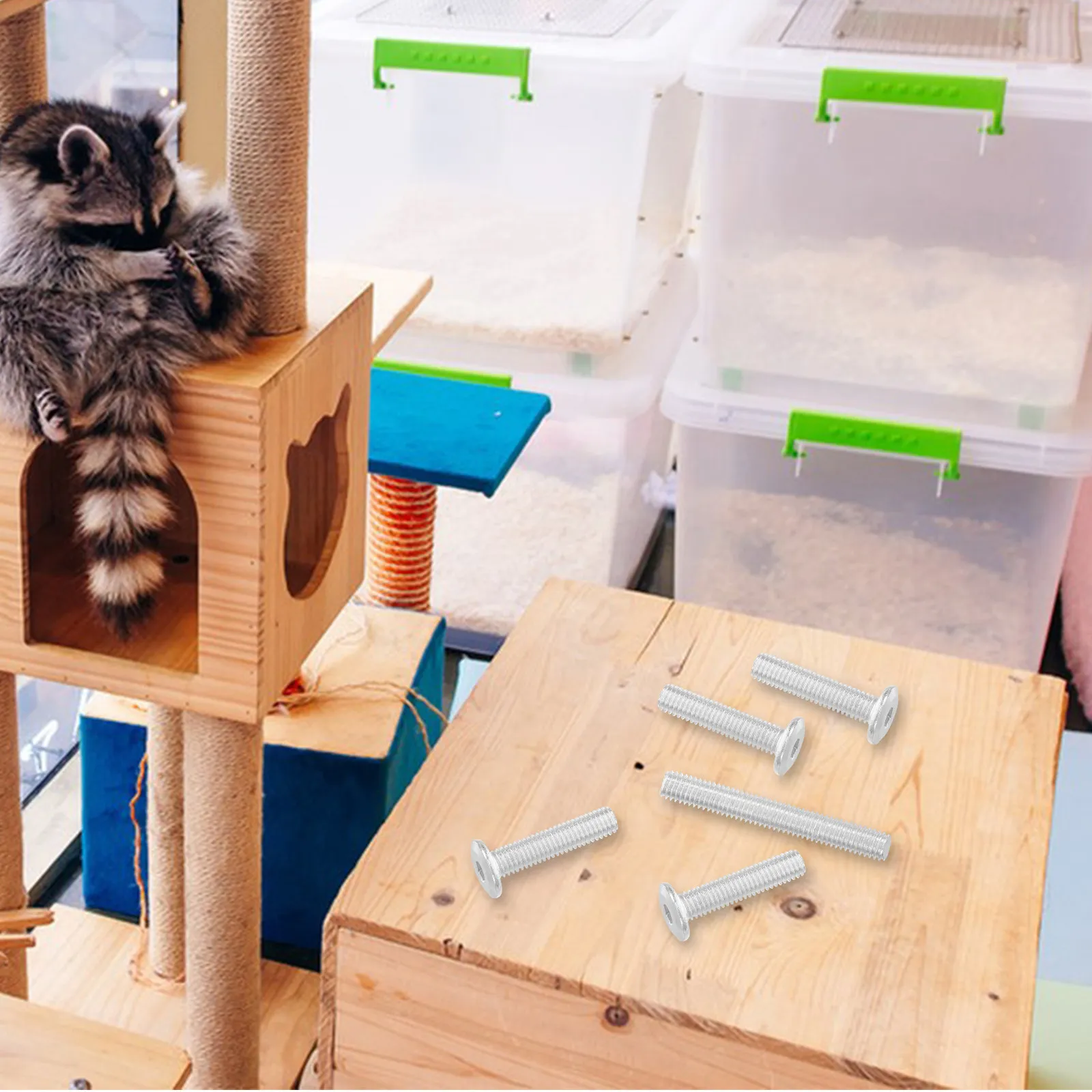 1Set Cat Tree Replacement Parts Flat Socket Screws Extended Length Full Thread Bolts Adjustable Height Easy Install