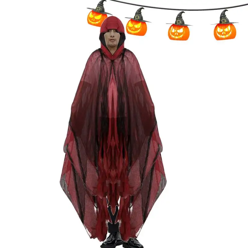 Halloween Costume Adult Female Ghost Witch Cloak Costume Horror Festival Role-playing Hooded Cloak Haunted House Cosplay