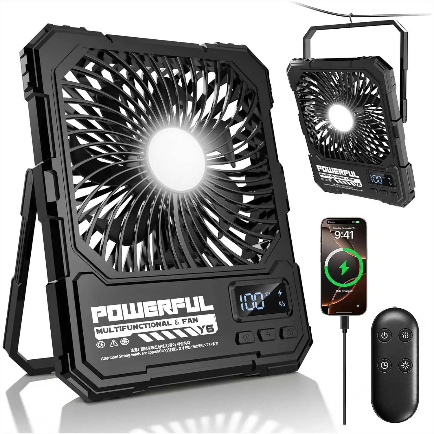 

Portable Travel Fan 20000mAh Rechargeable Camping Fan with Remote, Ultra-Slim 8Inch, 82H Battery Life for Bedroom Cruise Tent