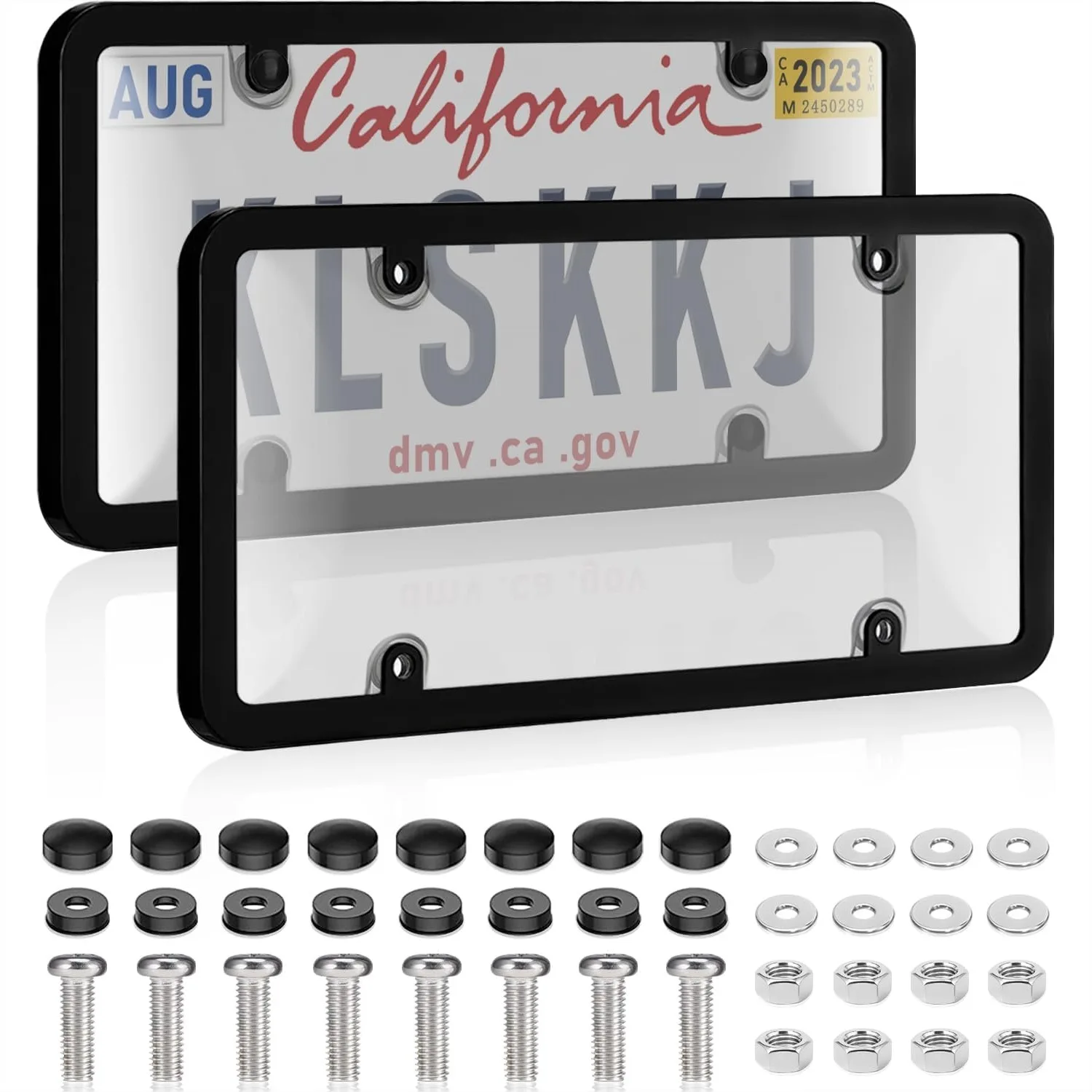 

Прозрачные защитные чехлы и рамки для номерных знаков, 2 шт., небьющиеся защитные экраны с заглушками для стандартных американских номерных знаков (серые)