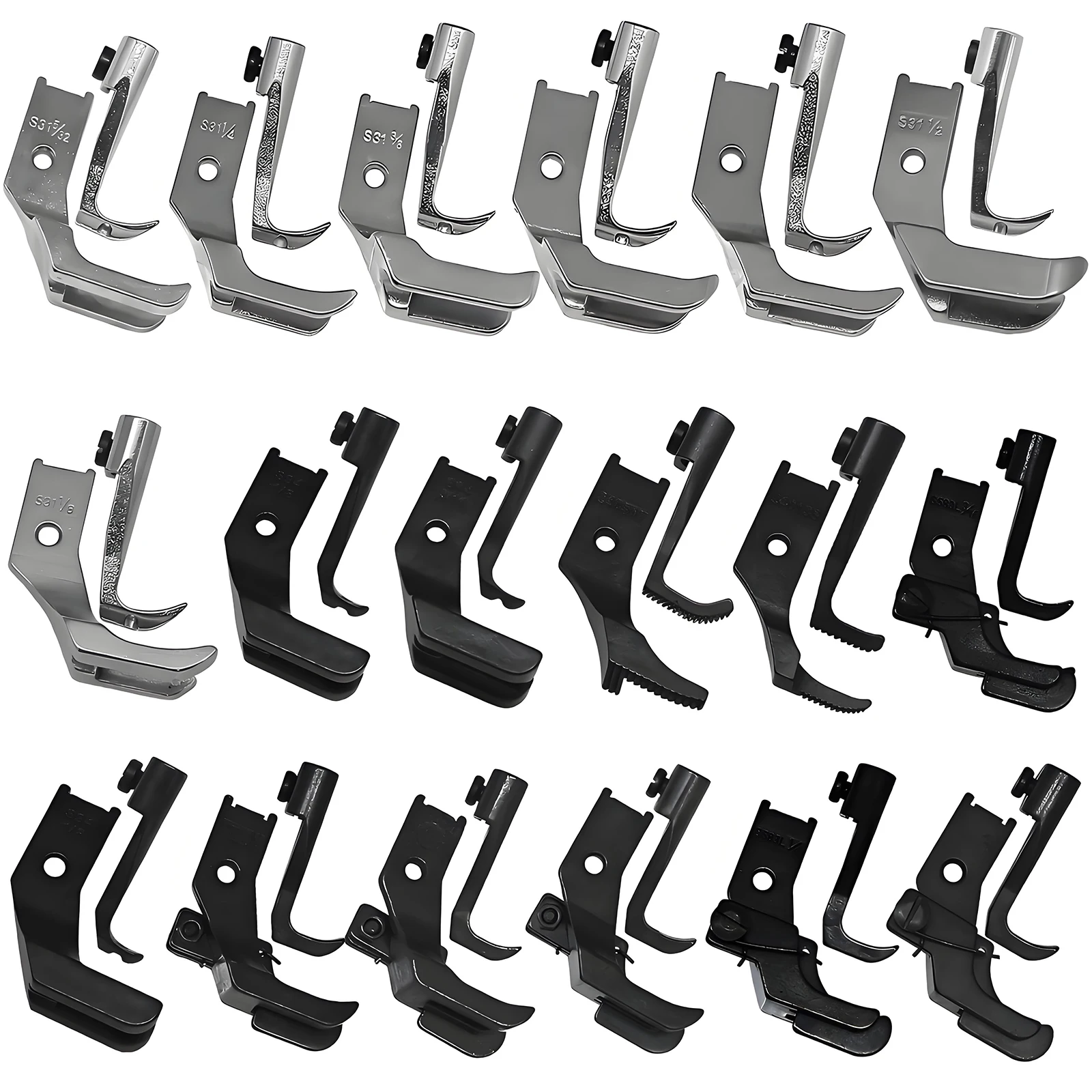 

18Set Welting Piping Edge Guide Walking Foot Fit For JUKI DNU-1541 Comsew P1206RB Singer 111G Sewing Machine Accessories