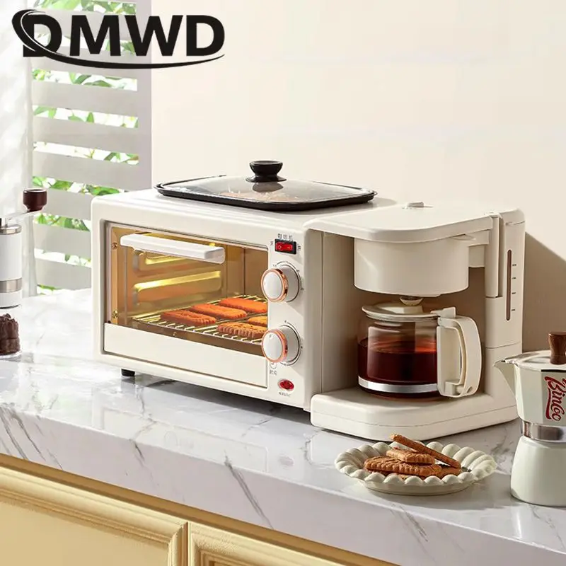 12L Multifunctional Bake oven Drip coffee maker 3 in 1 breakfast machine Tea boiler Sandwich Toast Roaster Non-stick Frying pan