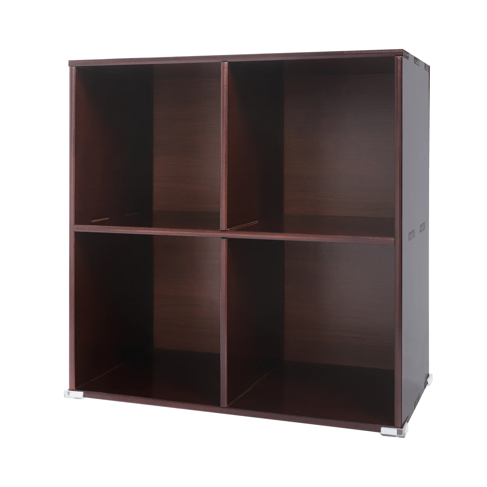 Solid Wood Cube Bookcase, Floor Standing Storage Shelf with 4 Grids, Modern Display Cabinet for Home Office, Easy DIY Assembly