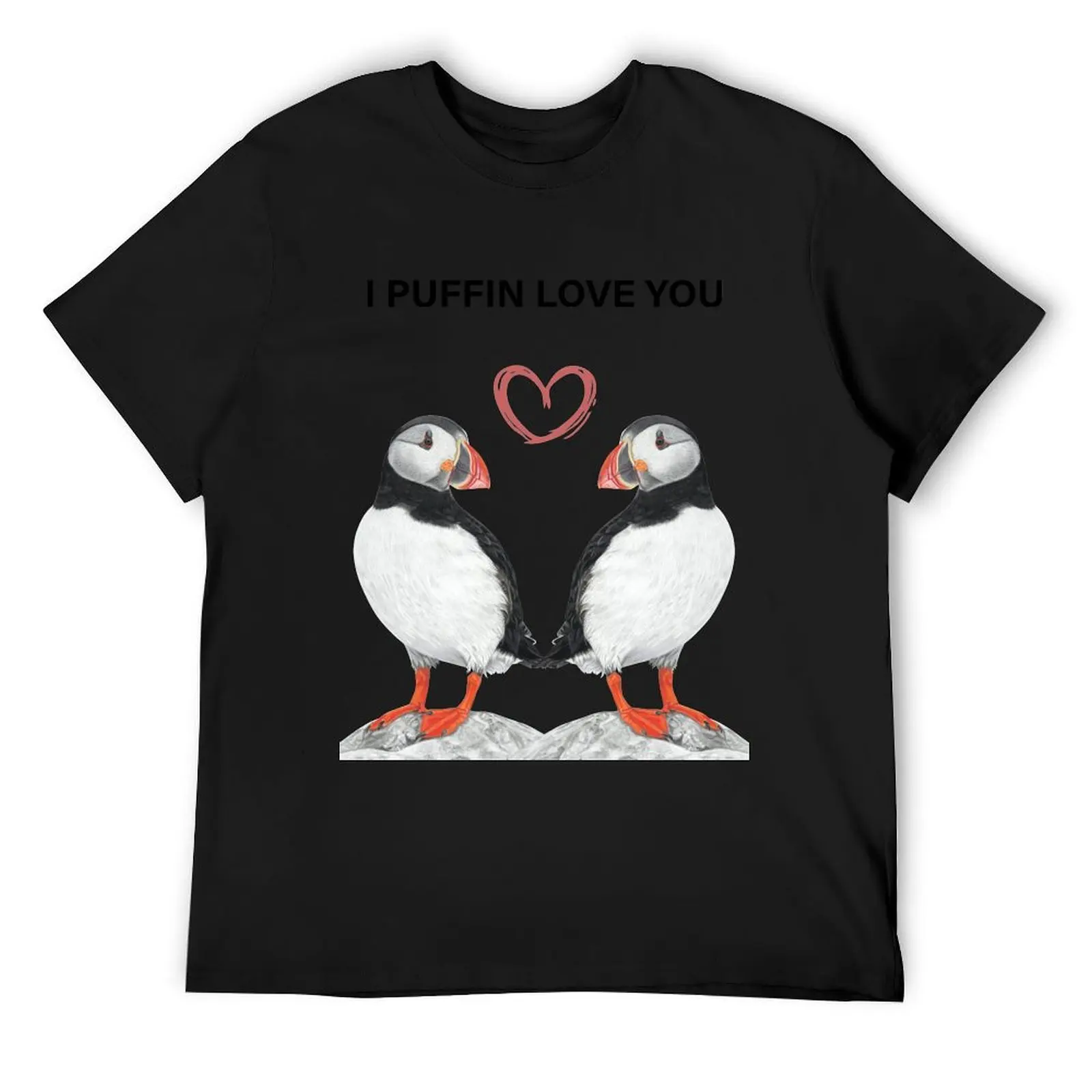 

I Puffin love you on red background- Puffin couple design - couple art couple art bedroom art Puff T-Shirt