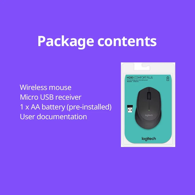 Беспроводная мышь Logitech M280 — портативный USB-приемник для офиса, домашних компьютеров и игр