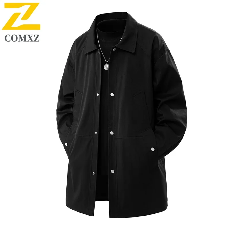 سترة واقية للرجال من COMXZ سترات كورية فضفاضة غير رسمية للسفر في الهواء الطلق مقاومة للتجاعيد سترات للتخييم 2025 معطف للمشي لمسافات طويلة بلون واحد