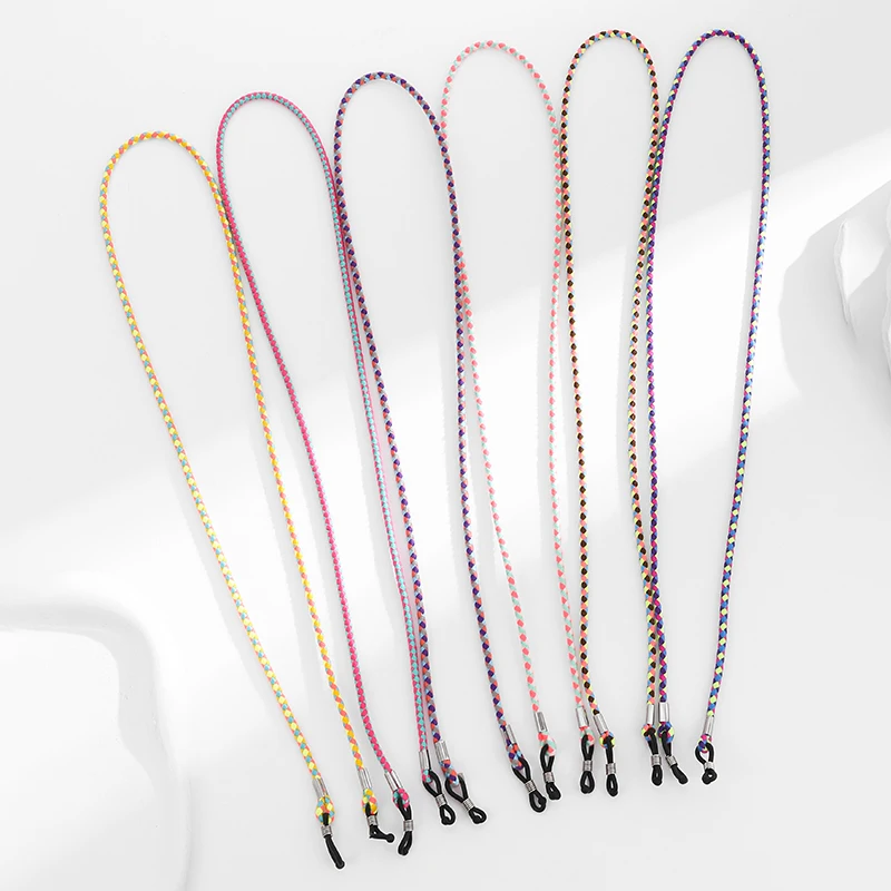 Rainbow Woven Sunglasses Hanging Chain Outdoor Anti-Fall Glasses Strap Decoration Accessory