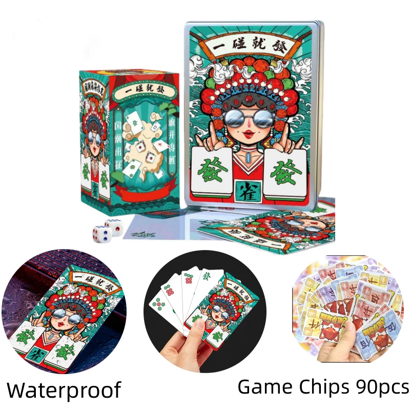 Carte da gioco Mahjong impermeabili portatili all\'aperto, Picnic da viaggio, Set di giochi di carte di carta da campeggio per la festa di raccolta