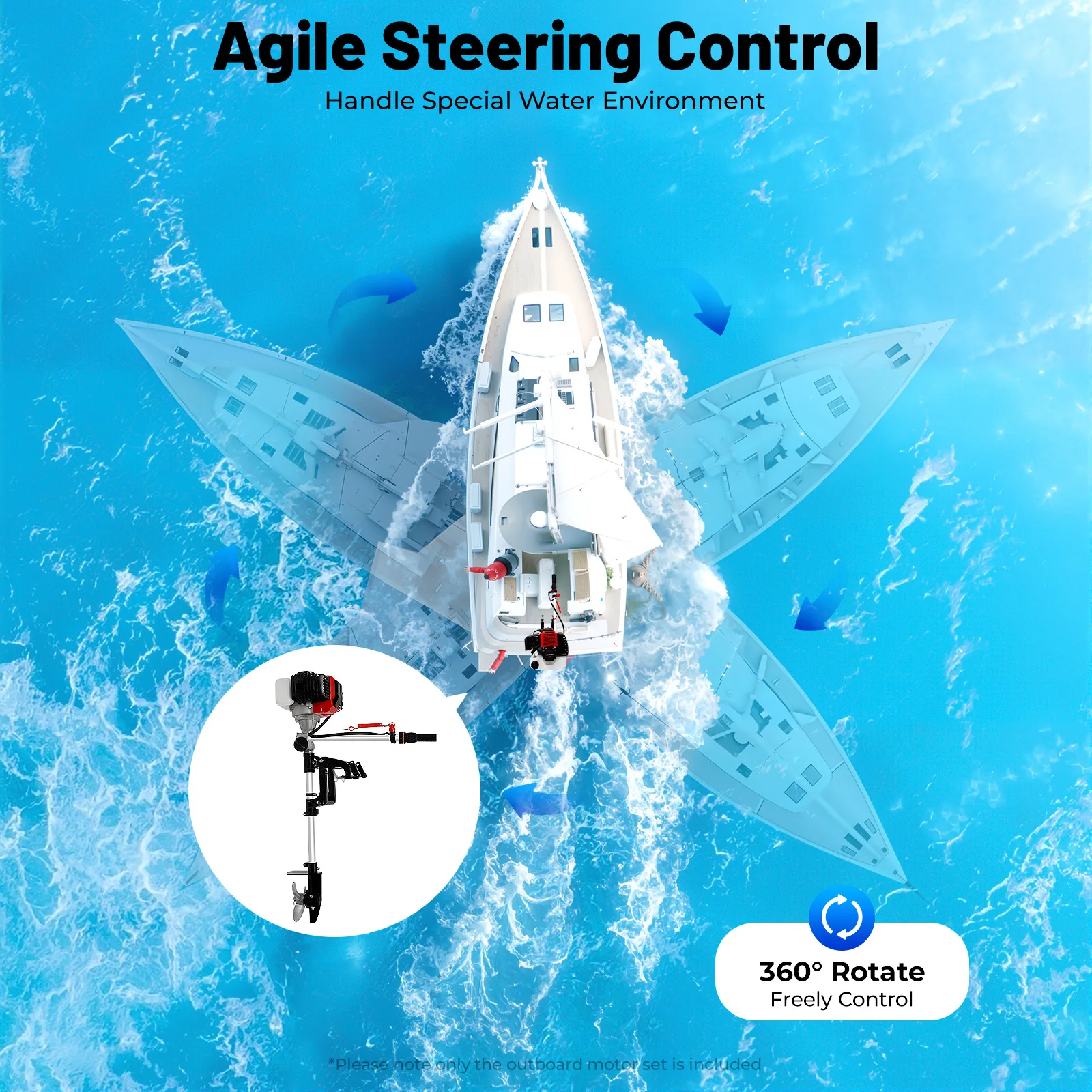 

Shunyu 2.3Horsepower Two-stroke 52cc Outboard Motor,Forced Air Cooling Underwater Motor Accessories for Fishing Boat