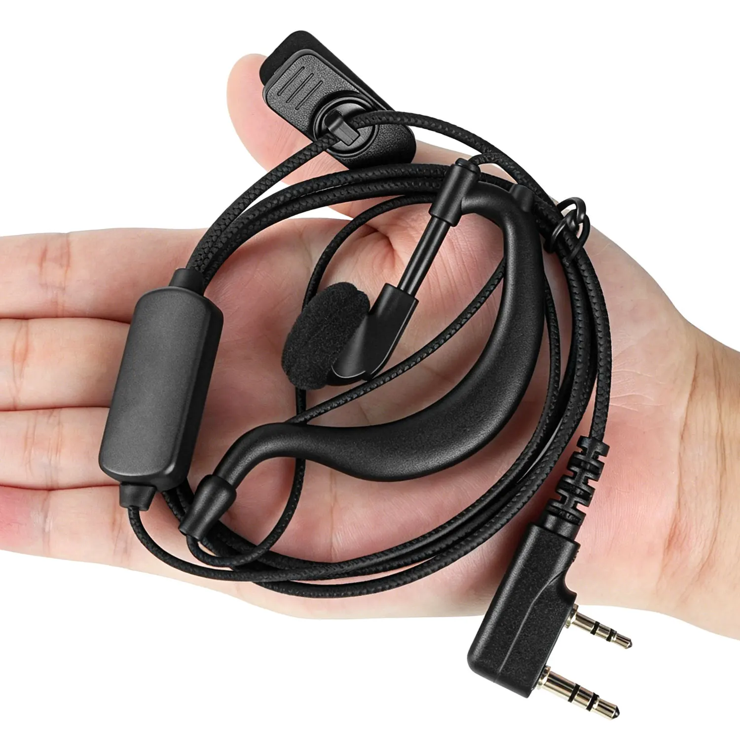 Earphone K Port Headsets for Walkie Talkie Accessories 2 Pin K Plug with Mic Ear Hook Earpiece for Baofeng BF996 BF630 Headset
