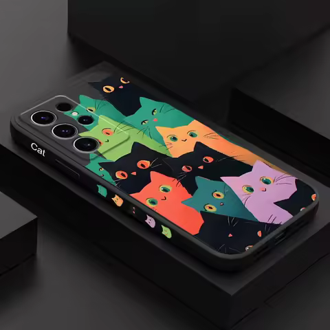 Colorful Cat Phone Case For Samsung Galaxy S25 S24 S23 S22 S21 S20 S10 S10E Ultra Plus FE Note 20 Ultra 10 Plus Cover