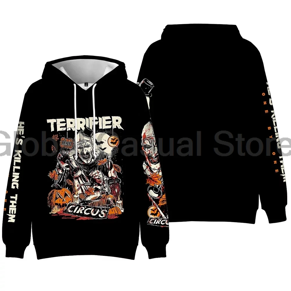 Terrifier 3 Hoodie 2024 Horror Movie Halloween Cosplay Merch Long Sleeve Streetwear Women Men Hooded Sweatshirt Funny Clothes