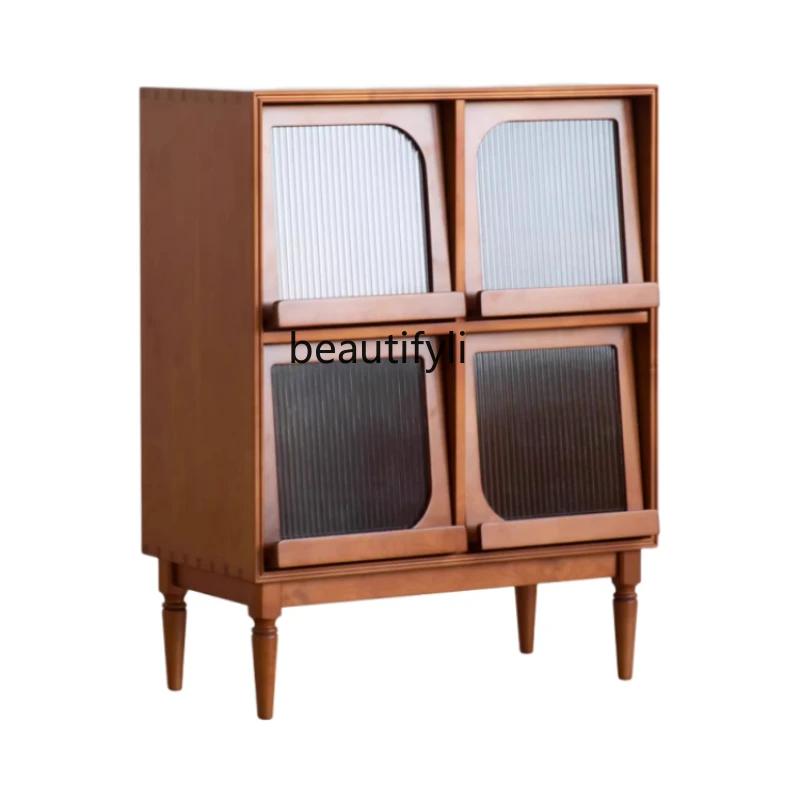 Small Side Cabinet Storage Organizer Display Cabinet Japanese Style Retro Living Room Sofa Side Bookcase Magazine Cabinet