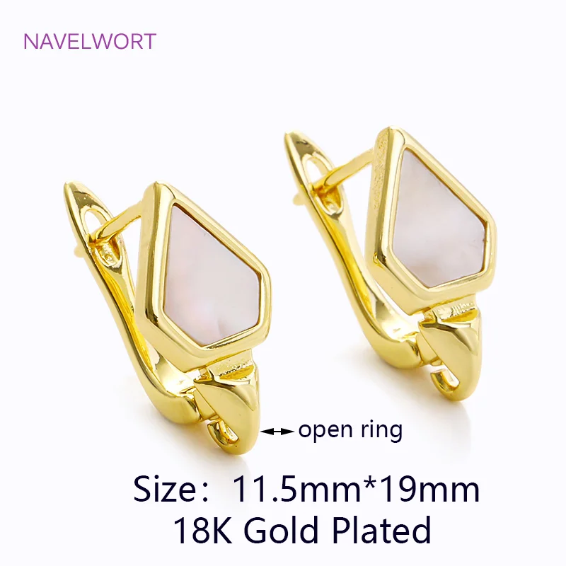 DIY Kreative Verschluss Earwire 18K Gold Überzogene Zirkon Ohrring Haken Verschlüsse Natur Shell Ohrring Verschlüsse Zubehör Großhandel – Detail 24