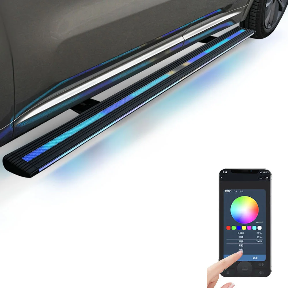 Liush Smart Electric Steps For Range Rover Evoque Aircraft Alu Non-Slip Deploy Sensor LED No Drill Plug Auto Side Steps