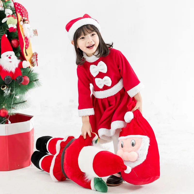 Kids Christmas Cosplay Costume Boys Girls Santa Claus Outfit Toddler Baby Red Xmas Clothes New Year Party Performance Dress Suit