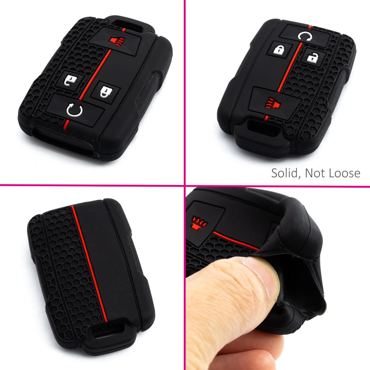 Silica Gel 4 Button Key Case Fob Chain Cover For Chevrolet Colorado Silverado GMC Sierra 1500 2500HD 3500HD Canyon view 4