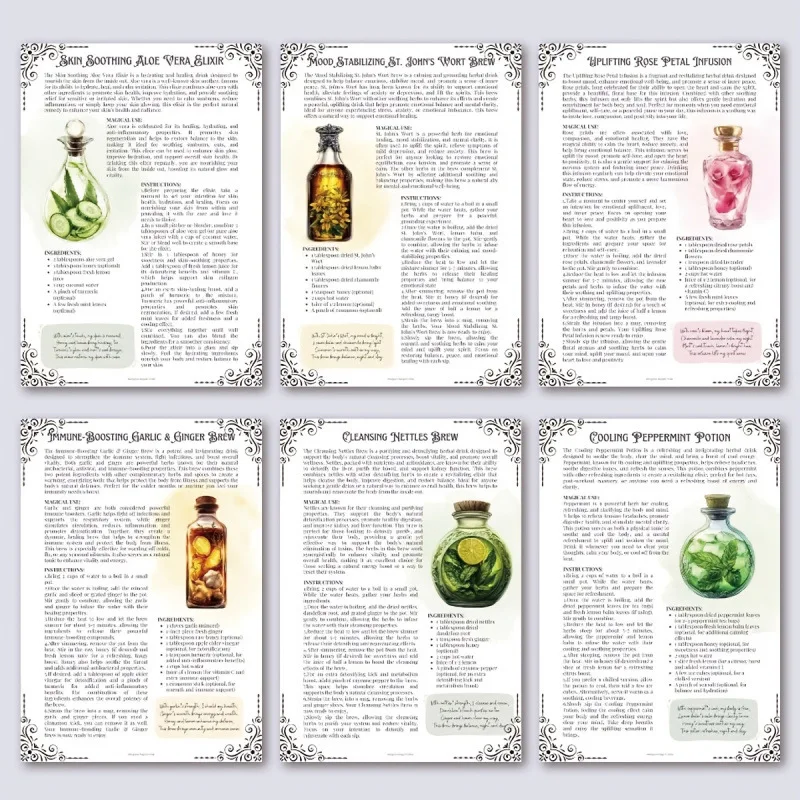 

(1 book) 24 bottles of herbal healing potion notebook, mysterious magic herb notebook, suitable for witchcraft practice bookA5