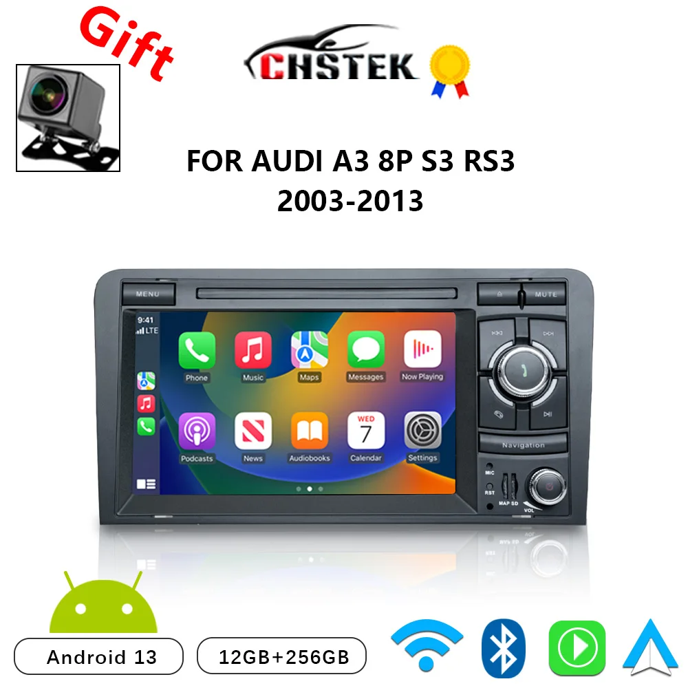 Chstek-Android 13カーラジオ,マルチメディアプレーヤー,ナビゲーション,Bluetooth,wifi,4g,DSP,Audi a3,8p,s3,rs3,2003-2013用カーラジオ