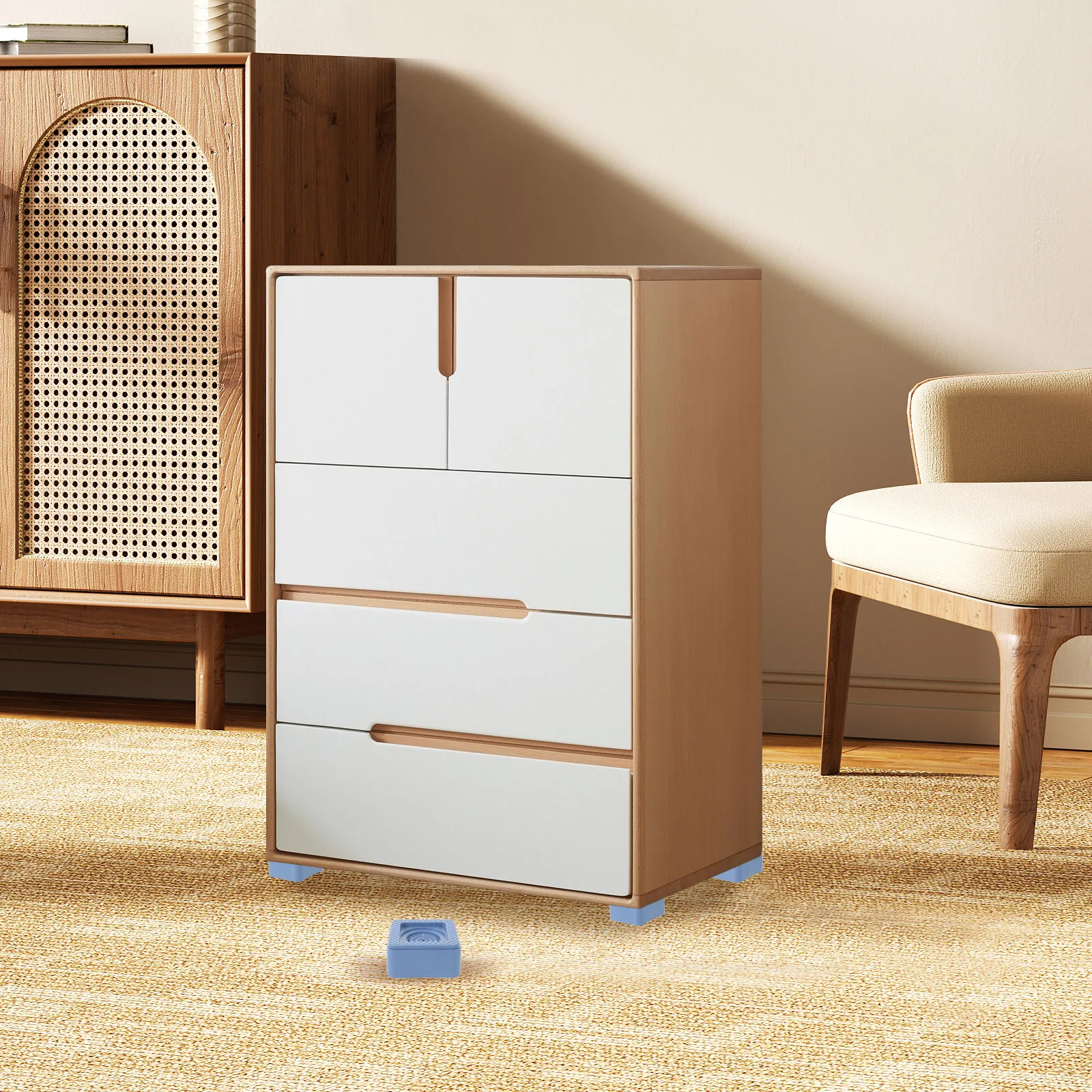 

4Pcs Mobile Foot Pads Washer Stabilizer Anti Vibration Noise Reduction Washing Machine Shock Absorption Feet Refrigerator