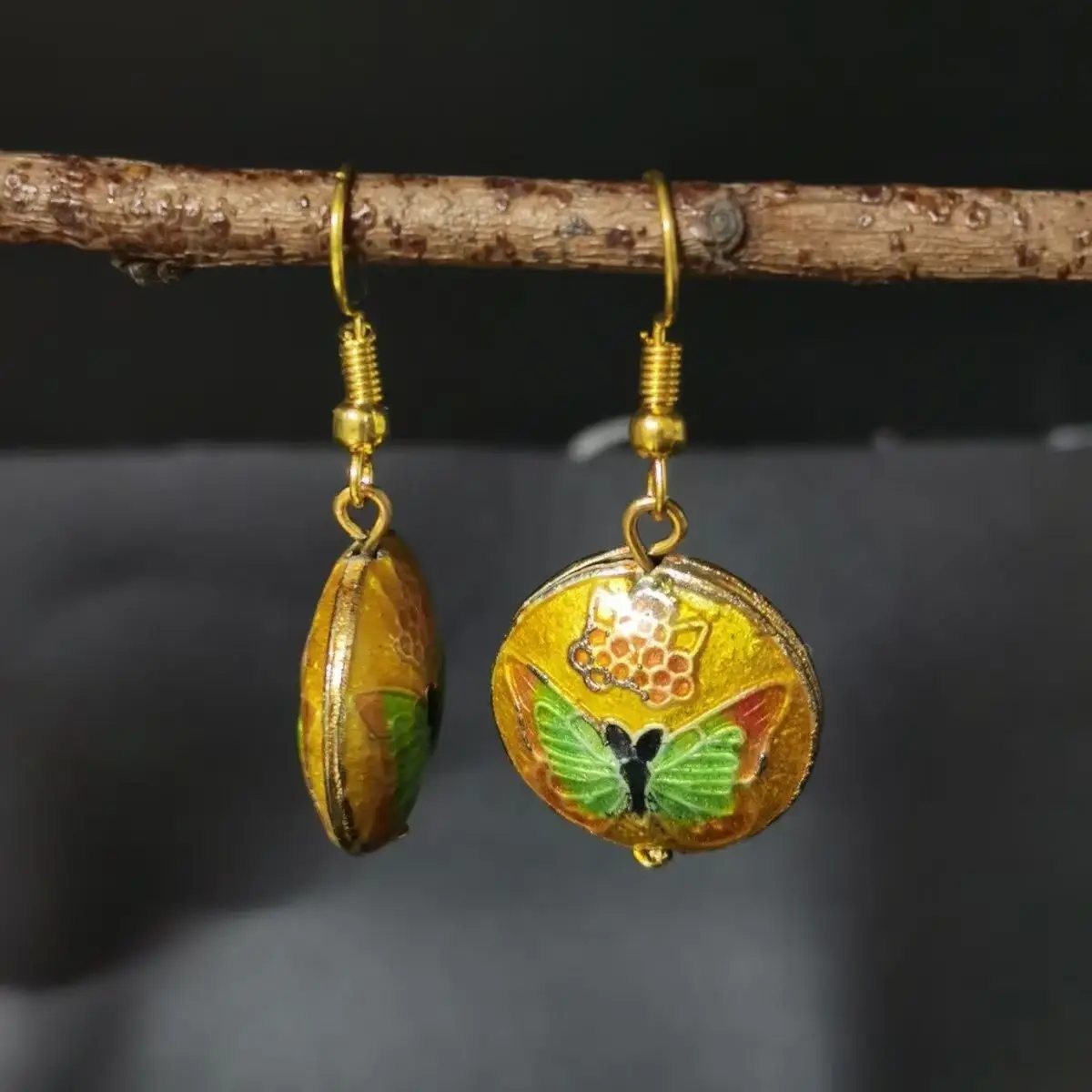 Colorful Enamel Butterfly Drop Earrings Cloisonne Women Accessories Jewelry Chinese Intangible Cultural Heritage