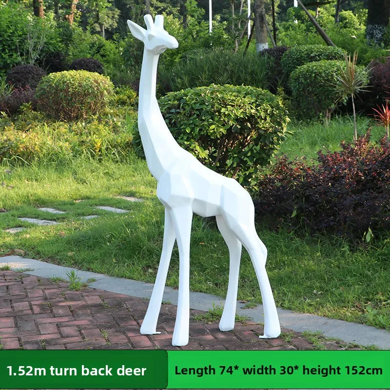 %*f Outdoor Fiberglass Geometric Giraffe Sculpture Large Abstract Handmade Animal Ornament for Parks Gardens Courtyards