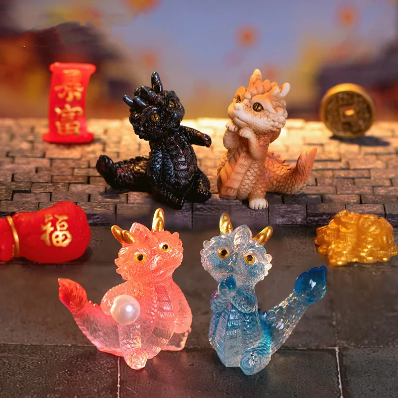 2024 New Year Gifts Figurines Miniature Cute Colorful Cartoon Dragon Micro Landscape Ornaments For Home Decorations Room Decor