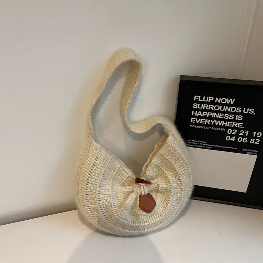 

Large Capacity Tote Bag Women's 2026 New Casual Knitted Shoulder Bag Vintage Soft Warm Single Strap Handbag For Daily Commute