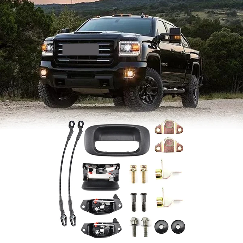 Car Handle Hinge Tail Gate Latch Striker Cable Lock Kit For Chevrolet Silverado Sierra 99-07 11570162 88980509 15921948