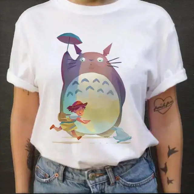 

Totoro print summer men's and women's short sleeves, cotton round neck T-shirts, comfortable and casual, soft and breathable