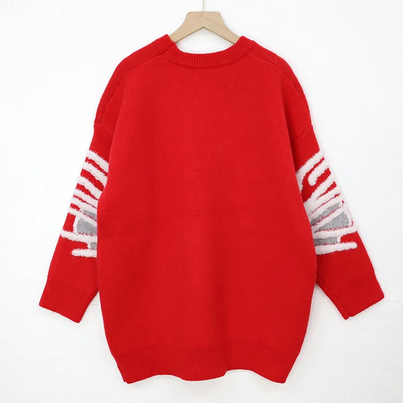 Nuovo maglione lavorato a maglia autunno e inverno alla moda, maglione rosso per capispalla, Pullover a maniche lunghe, Top allentato per uomo e donna