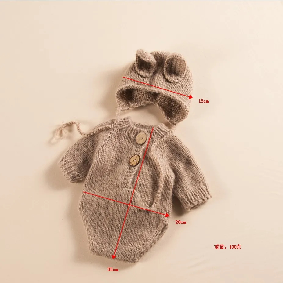 Lovely Rabbit Fashion Newborn Photography Props Bunny Costume Suit Girl Boy Baby Crochet Hat Shooting Picture Accessories