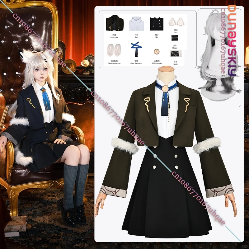 Game Arknights Lappland Cosplay Costume School Uniform Dresses Casual Wear Suit Wig Accessory Anime Role-playing Women's Dresses