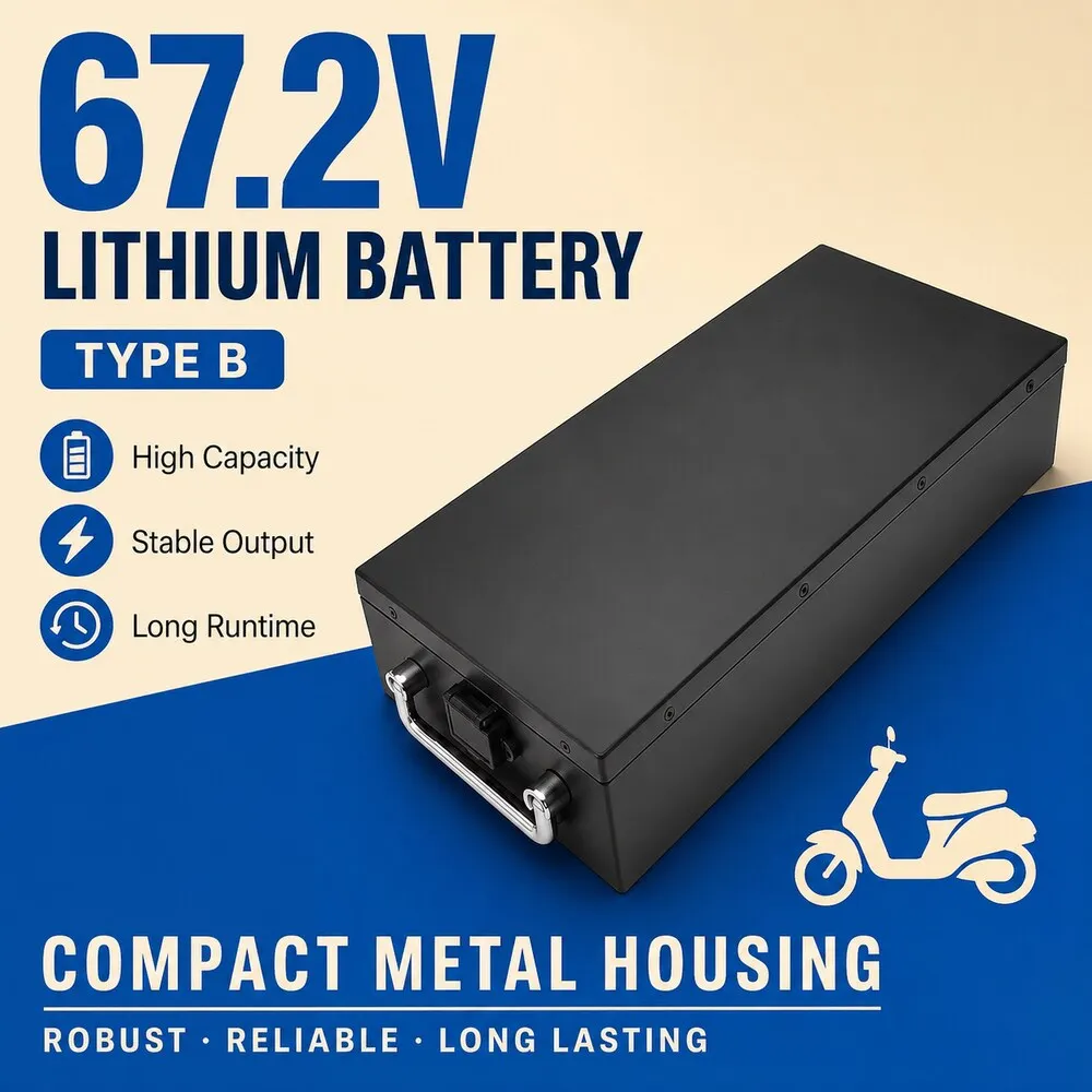 60V Elektrofahrrad-Akku-Ersatz für Citycoco Harley Motorrad - Wasserdichter Lithium-Ionen-Akku + 67,2V Ladegerät