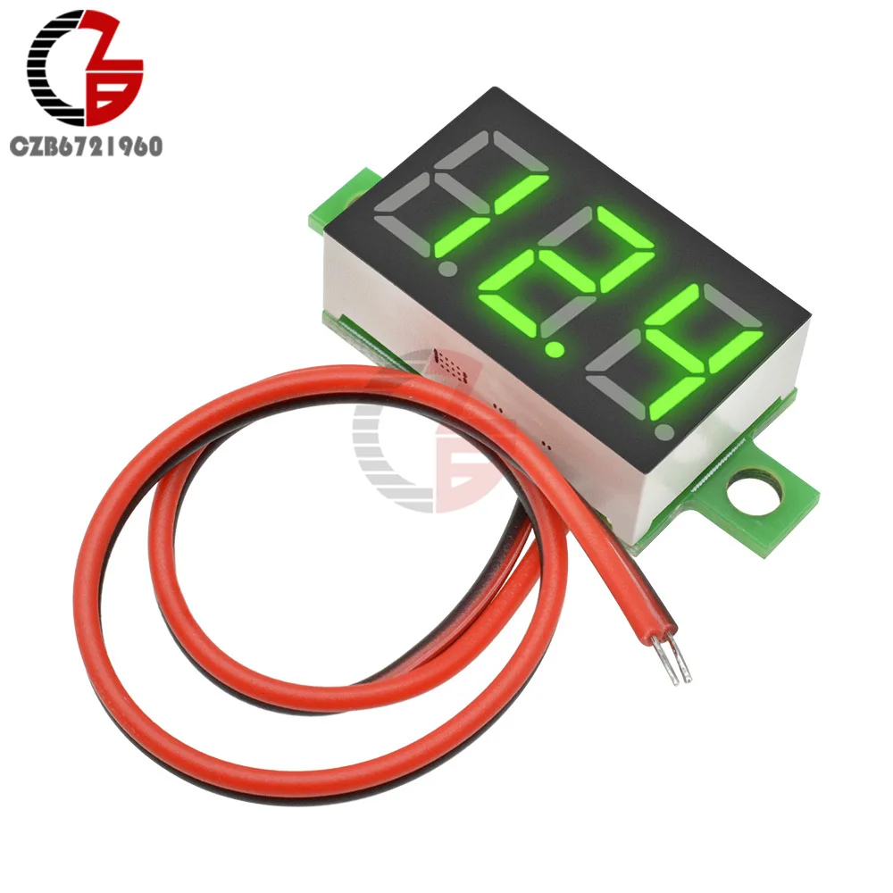 12V Car Voltmeter 0.36 inch LED Digital Voltmeter Voltage Meter Adjustable Volt Detector Tester Monitor DC 4.7-32V 2 Lead Wire