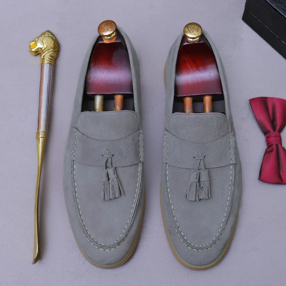 

Genuine Leather Loafer Shoes for Men Handmade British Trendy Lazy Casual Shoes New Versatile