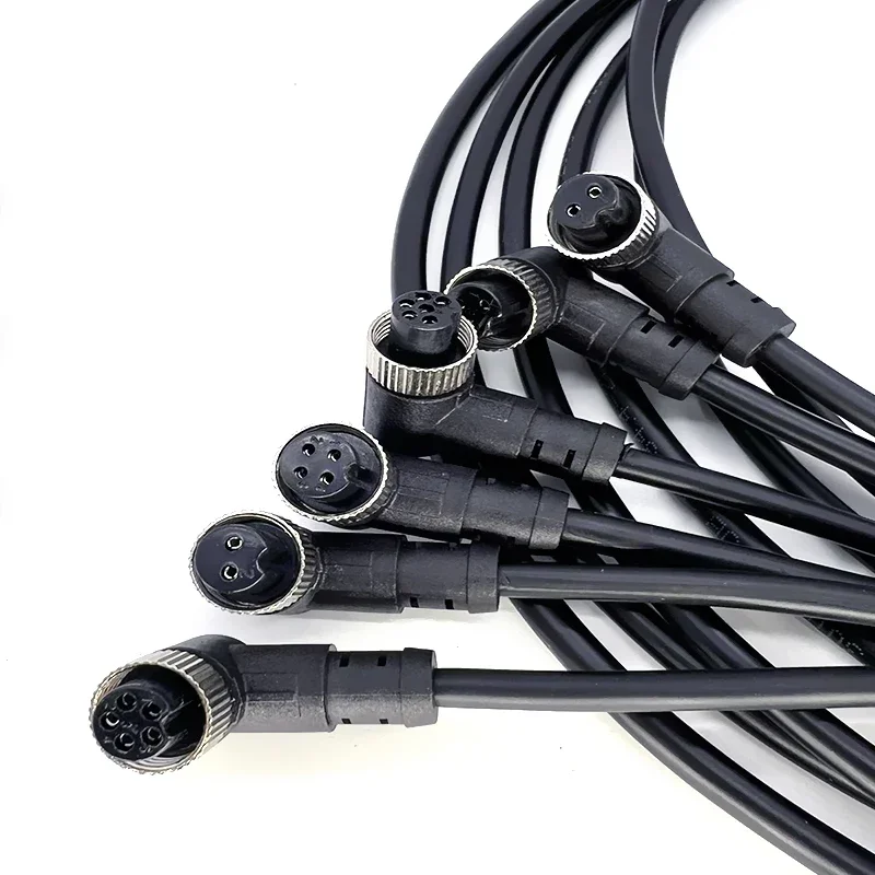 GX12 3 5 6 7 Pin Aviation Plug Connector 4 Pin 2Pin Bend Female with Wire Welding Injection Molding M12 Male Sensor Socket Cable