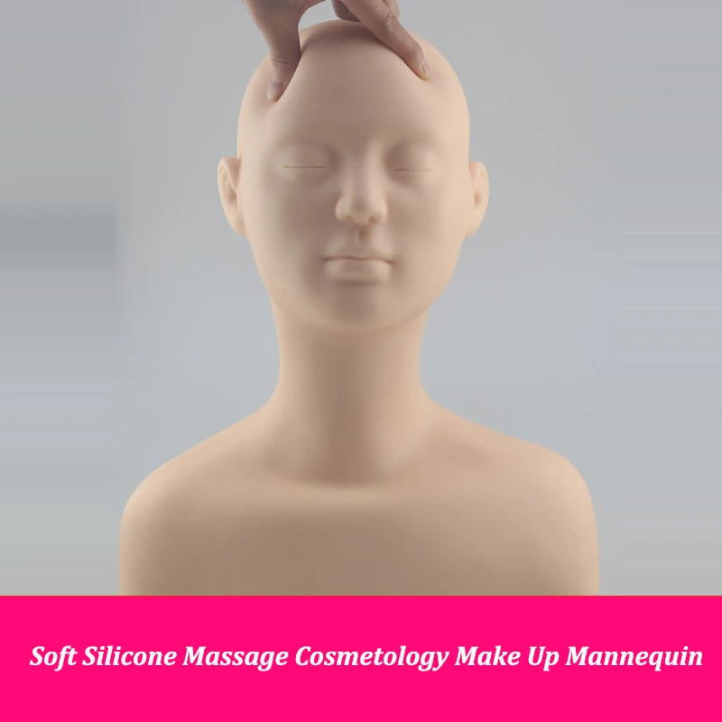 New Soft Silicone Massage Cosmetology Make Up Practice Training Mannequin Head Doll with Shoulder Bone Model Head Practice Tool