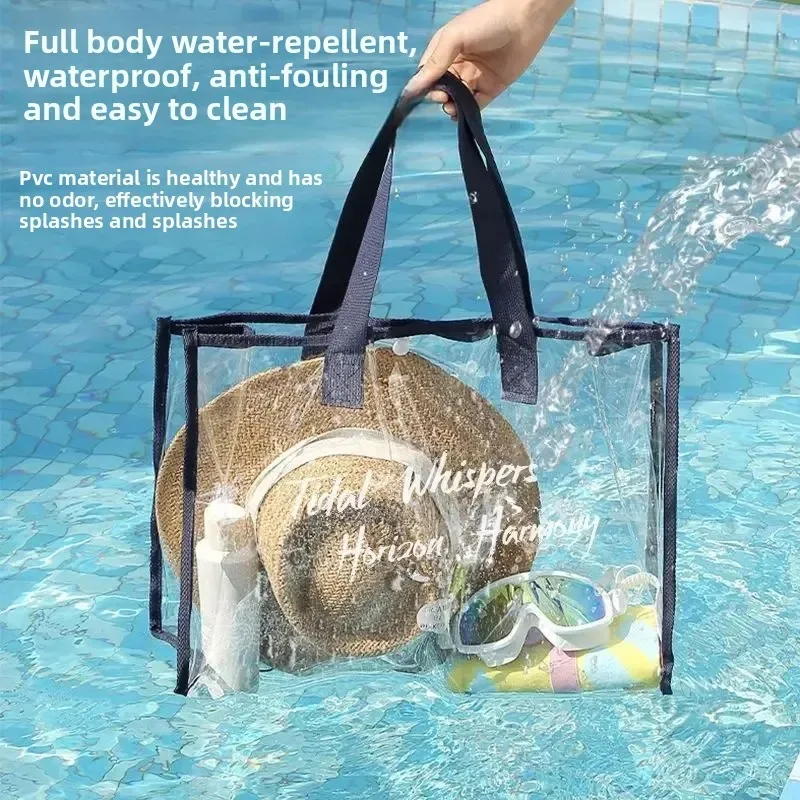 

Large Capacity Portable Transparent PVC Beach Bag Swimming Storage Bag Handheld Wet And Dry Separation Waterproof Travel Bag