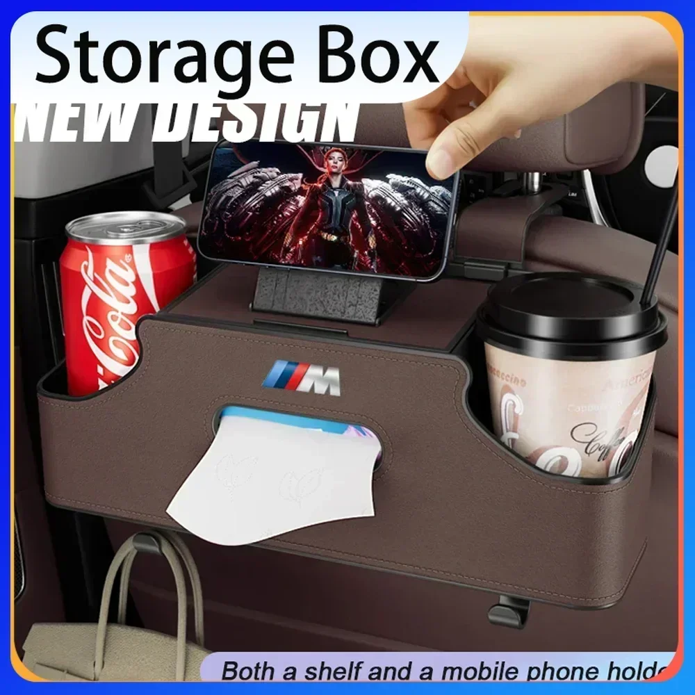 

4 In 1 Car Seat Back Cup Holder Storage Box Tissue Box With Hook Auto Backseat Organizer Car Phone Holder For BMW M E34 E36 E60